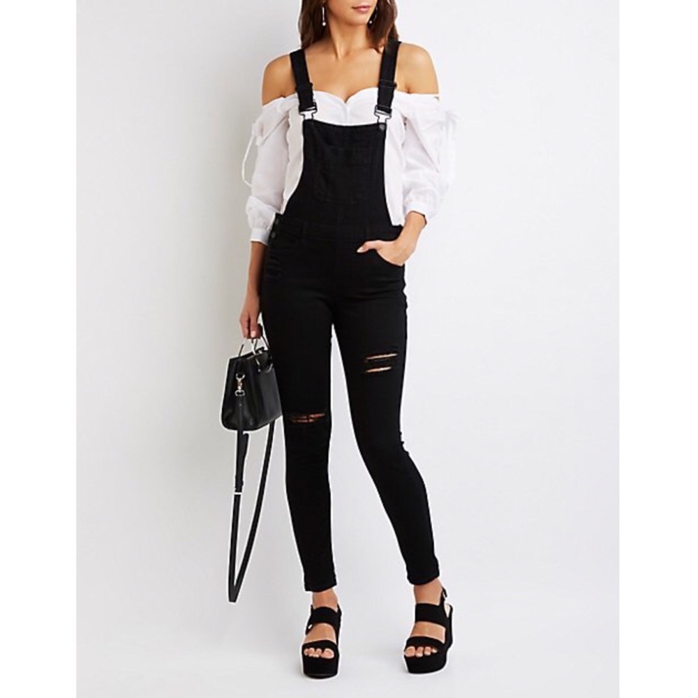 Refuge Distressed Black Overalls